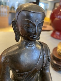 A Tibetan lacquered bronze Medicine Buddha or Bhaishajyaguru, 19th C.