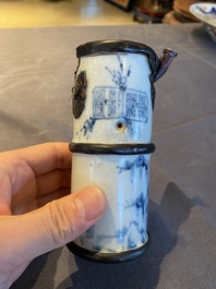 A South-Chinese or Vietnamese blue and white water pipe, 19th C.