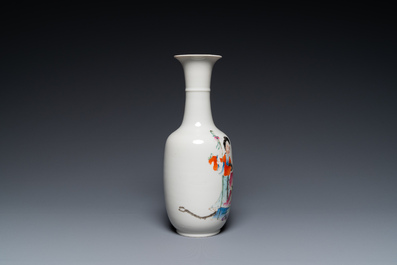 A Chinese famille rose 'Shou Lao' vase, Hongxian mark, 20th C.