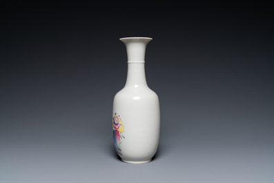 A Chinese famille rose 'Shou Lao' vase, Hongxian mark, 20th C.