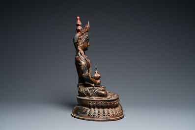 A large Chinese lacquered and gilded bronze Buddha Amitayus, 18/19th C.