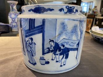 Bol en porcelaine de Chine en bleu et blanc &agrave; d&eacute;cor des 'Huit immortels de la tasse &agrave; vin', Kangxi