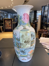 A Chinese qianjiang cai 'antiquities' vase, signed Fang Jiazhen 方家珍, 19th C.