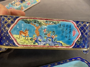 A Chinese Canton enamel covered box and interior tray for the Vietnamese market, 19th C.