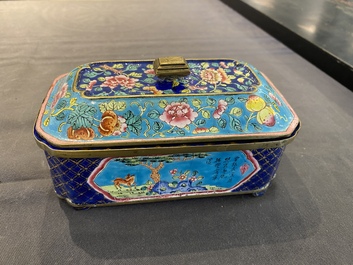 A Chinese Canton enamel covered box and interior tray for the Vietnamese market, 19th C.