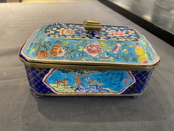 A Chinese Canton enamel covered box and interior tray for the Vietnamese market, 19th C.