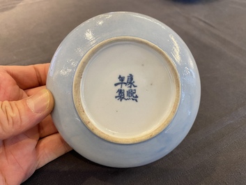 A Chinese monochrome lavender-blue brush washer, Kangxi mark, 19th C.