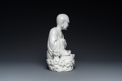A Chinese Dehua blanc de Chine sculpture of Damo, seal mark, Qing