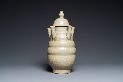 A rare Chinese Yueyao covered urn, probably Song