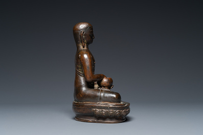 A Tibetan lacquered bronze Medicine Buddha or Bhaishajyaguru, 19th C.