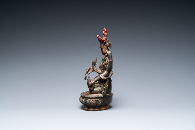 Vasudhara en bronze dor&eacute; et laqu&eacute;, Sino-Tibet, 17&egrave;me