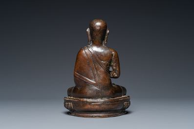 A Tibetan lacquered bronze Medicine Buddha or Bhaishajyaguru, 19th C.