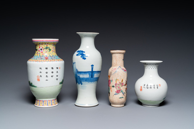 Six vases et une verseuse 'Wu Shuang Pu' en porcelaine de Chine, 19/20&egrave;me