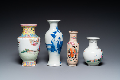 Six various Chinese vases and a 'Wu Shuang Pu' jug, 19/20th C.