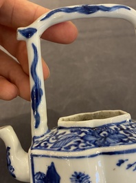 A Chinese blue and white 'landscape' teapot and cover, Kangxi