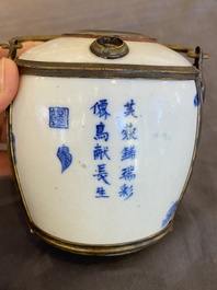 A Chinese blue and white 'Bleu de Hue' water pipe for the Vietnamese market, Thọ 壽 mark, 19th C.