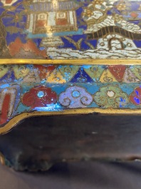 A Chinese rectangular cloisonn&eacute; censer and cover, Qing