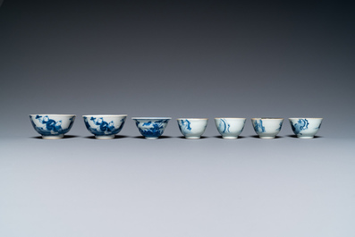 14 Chinese blue and white tea wares, Kangxi and later