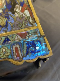 A Chinese rectangular cloisonn&eacute; censer and cover, Qing