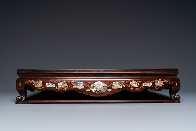 A Chinese mother-of-pearl-inlaid wooden Xiangqi chess board, 19th C.