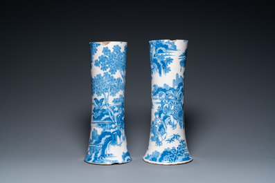 A pair of large Dutch Delft blue and white chinoiserie vases, 17th C.