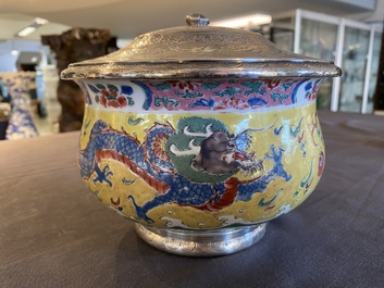 A Chinese famille rose 'dragons' censer, Yongzheng