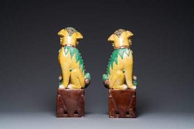 A pair of large Chinese sancai-glazed Buddhist lions, 19th C.