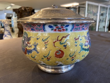 A Chinese famille rose 'dragons' censer, Yongzheng