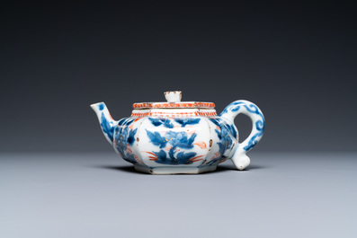 A Chinese hexagonal Imari-style teapot and cover, Kangxi