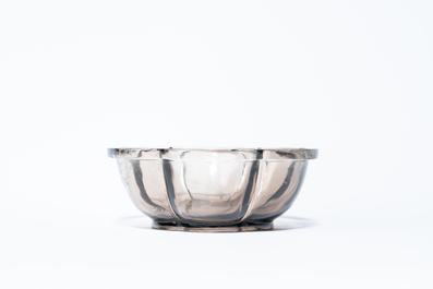 A Chinese rock crystal hexafoil bowl, 19/20th C.