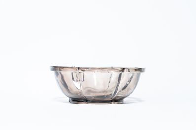 A Chinese rock crystal hexafoil bowl, 19/20th C.