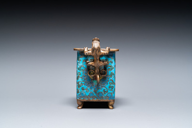 A Chinese cloisonn&eacute; censer with chilong handles, late Ming or early Qing