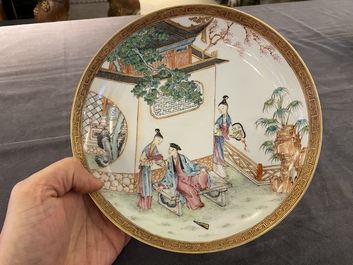 A very fine Chinese famille rose eggshell porcelain plate, Yongzheng