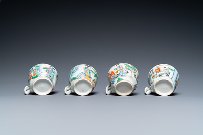 17 pieces from a Chinese Canton famille verte tea service, 19th C.