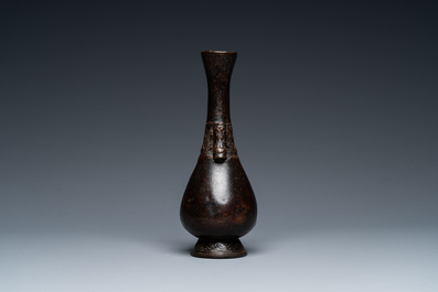 A Chinese bronze 'arrow' vase, Yuan