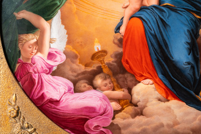 Aim&eacute;e Perlet (actief 1798-1854): 'Madonna met kind' naar Dominique Ingres' 'Gelofte van Lodewijk XIII', Parijs porselein, gedat. 1848