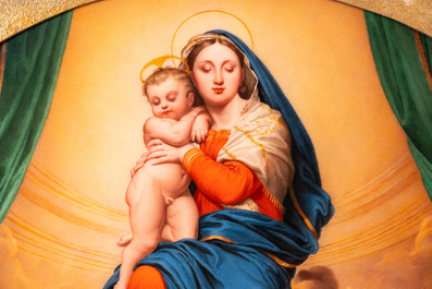 Aim&eacute;e Perlet (active 1798-1854): 'Vierge &agrave; l'Enfant' d'apr&egrave;s Dominique Ingres 'Le V&oelig;u de Louis XIII', plaque en porcelaine de Paris, dat&eacute;e 1848