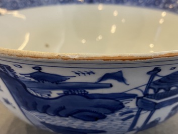 A Chinese blue and white 'Ode to the Red Cliff' bowl, Transitional period