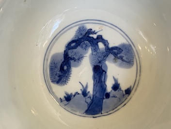 A Chinese blue and white klapmuts bowl, Kangxi mark and of the period