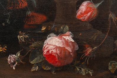 Van Verendael, Nicolaes (1640-1691, attr. &agrave;): Urne au bouquet de fleurs avec papillon, huile sur toile