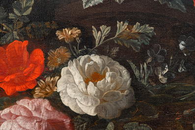 Van Verendael, Nicolaes (1640-1691, attr. &agrave;): Urne au bouquet de fleurs avec papillon, huile sur toile