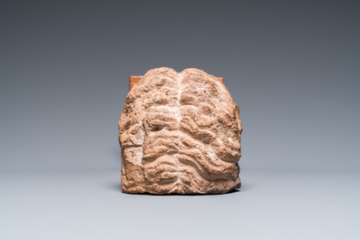 A carved stone head of a bearded man, 15/16th C.