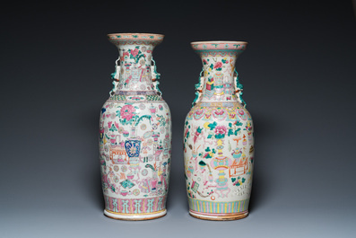 Two Chinese famille rose 'antiquities' vases, 19th C.