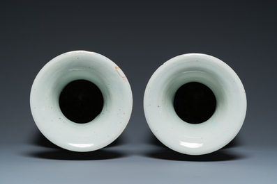 A pair of Chinese famille rose 'female immortals' vases, 19/20th C.