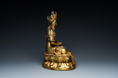 Grand Bouddha Amitayus en bronze dor&eacute;, Chine, 19/20&egrave;me