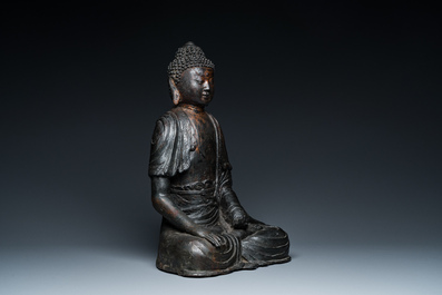 Grand Bouddha en bronze dor&eacute;, Sino-Tibet, Ming