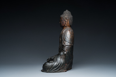 Grand Bouddha en bronze dor&eacute;, Sino-Tibet, Ming