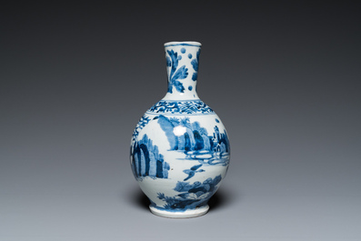 A Japanese blue and white jug with figures in a landscape, Edo, 17th C.