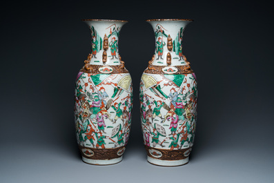 Two pairs of Chinese Nanking famille rose and verte vases, 19th C.