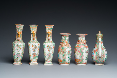 Een diverse collectie Chinees Canton famille rose porselein, 19e eeuw